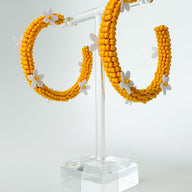  All About Sunshine Seed Bead Floral Hoop Earrings - kitchencabinetmagic