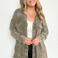  Allena Acid Wash Waffle Knit Oversized Shacket - kitchencabinetmagic