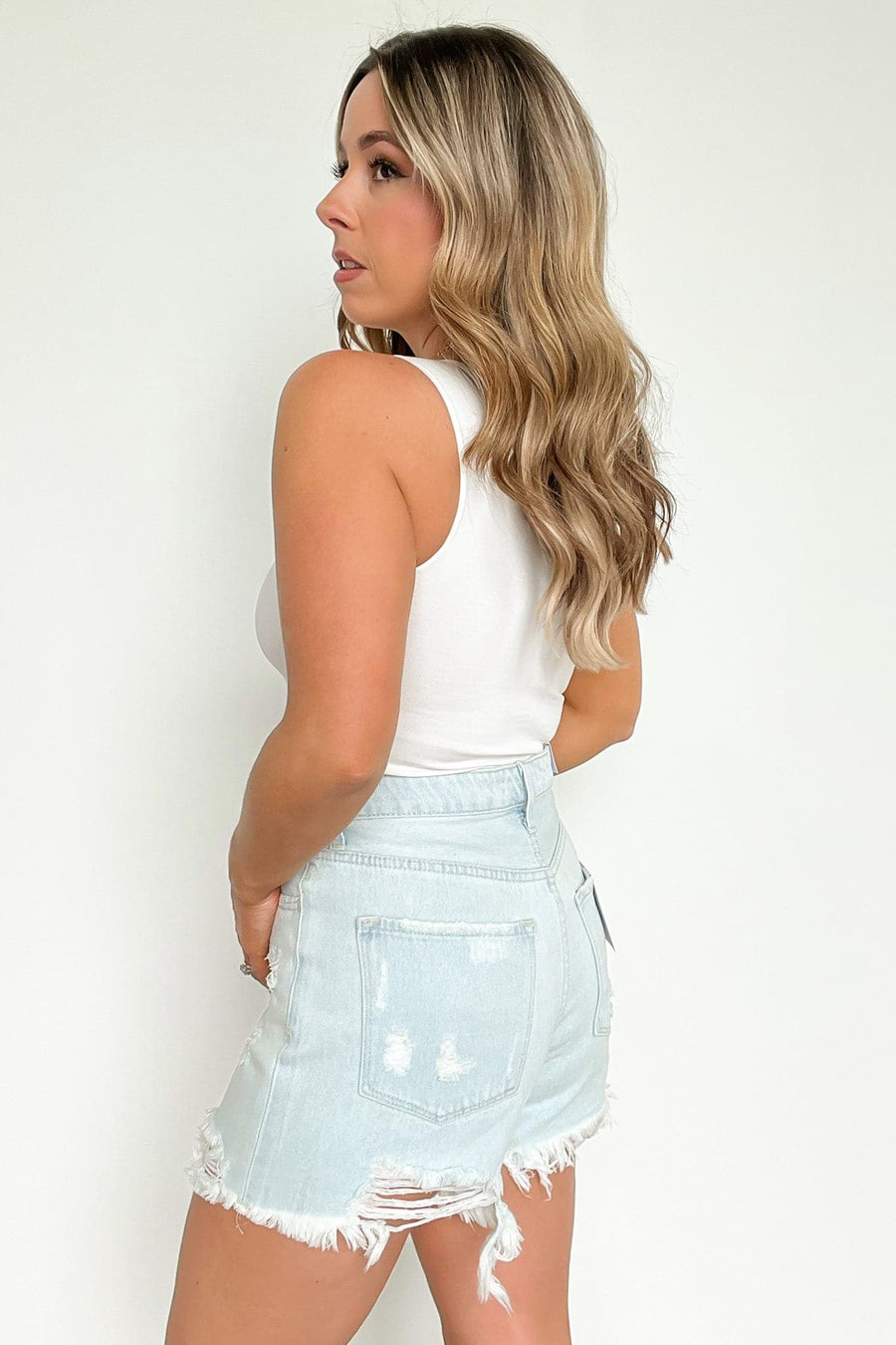  Alyria Distressed High Rise Mom Shorts - kitchencabinetmagic