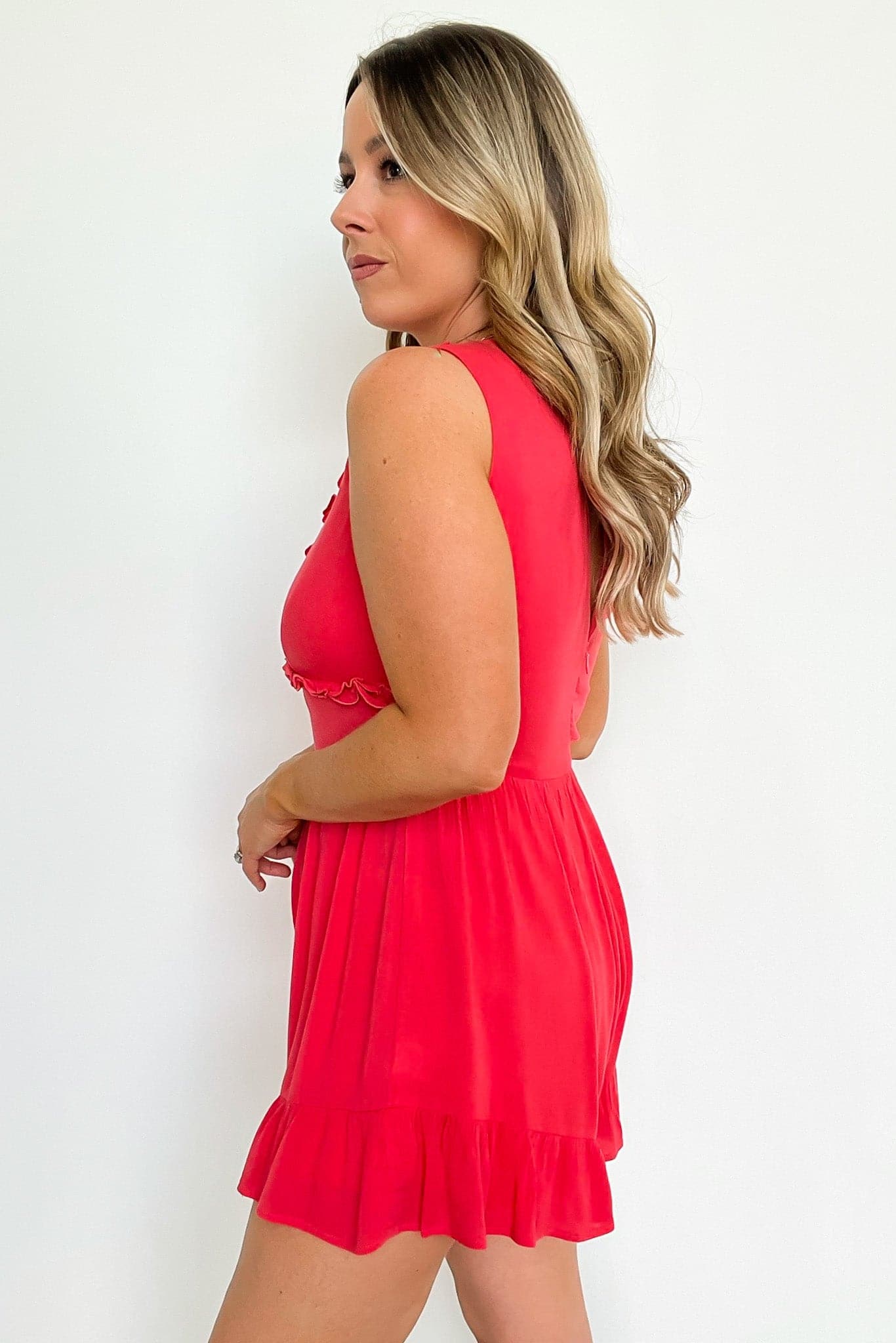  Amiah V-Neck Ruffle Detail Romper - BACK IN STOCK - kitchencabinetmagic