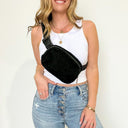 Black Anywhere Fleece Belt Bag - BACK with GOLD HARDWARE! - kitchencabinetmagic