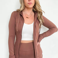  Athenia Zip Front Hooded Athleisure Jacket - kitchencabinetmagic