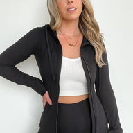  Athenia Zip Front Hooded Athleisure Jacket - kitchencabinetmagic