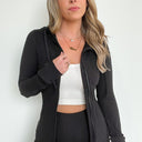  Athenia Zip Front Hooded Athleisure Jacket - kitchencabinetmagic