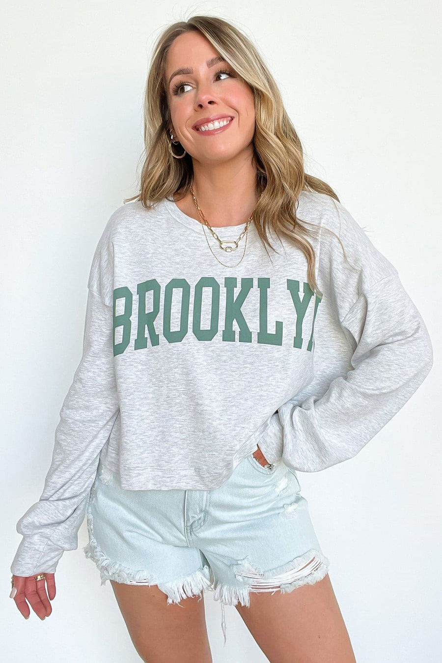 S / Heather Gray BROOKLYN Oversized Vintage Graphic Pullover - BACK IN STOCK - kitchencabinetmagic