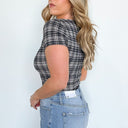  Beckie Plaid Short Sleeve Bodysuit - kitchencabinetmagic