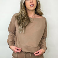  Begin with the Basics Off Shoulder Sweatshirt - FINAL SALE - kitchencabinetmagic