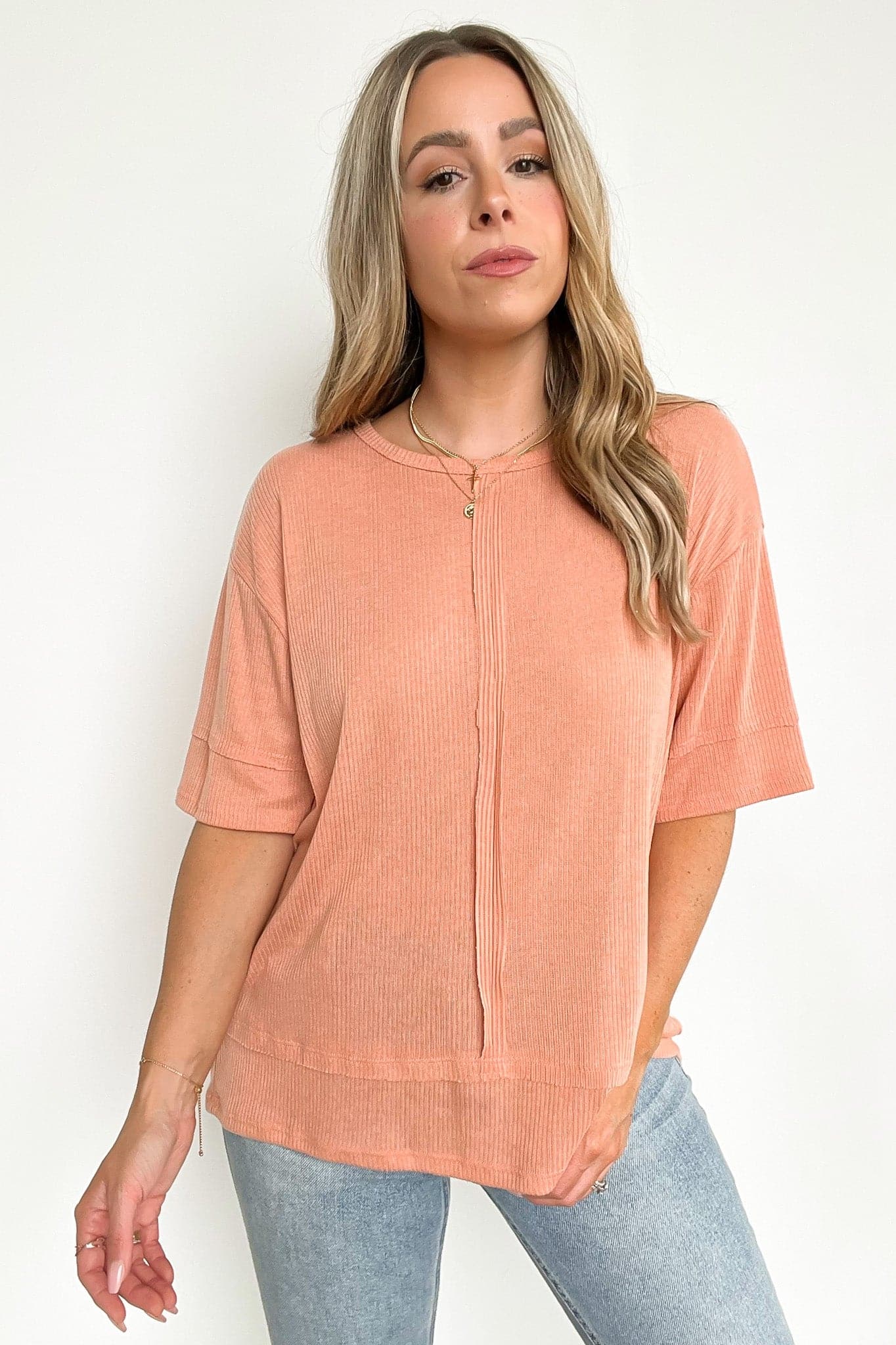  Big Time Crush Thermal Knit Short Sleeve Top | CURVE - FINAL SALE - kitchencabinetmagic