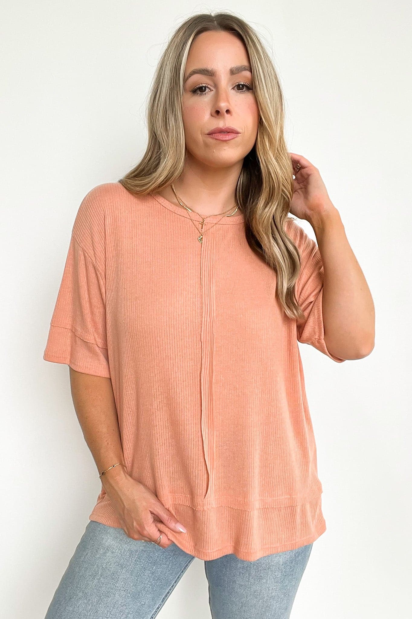  Big Time Crush Thermal Knit Short Sleeve Top | CURVE - FINAL SALE - kitchencabinetmagic