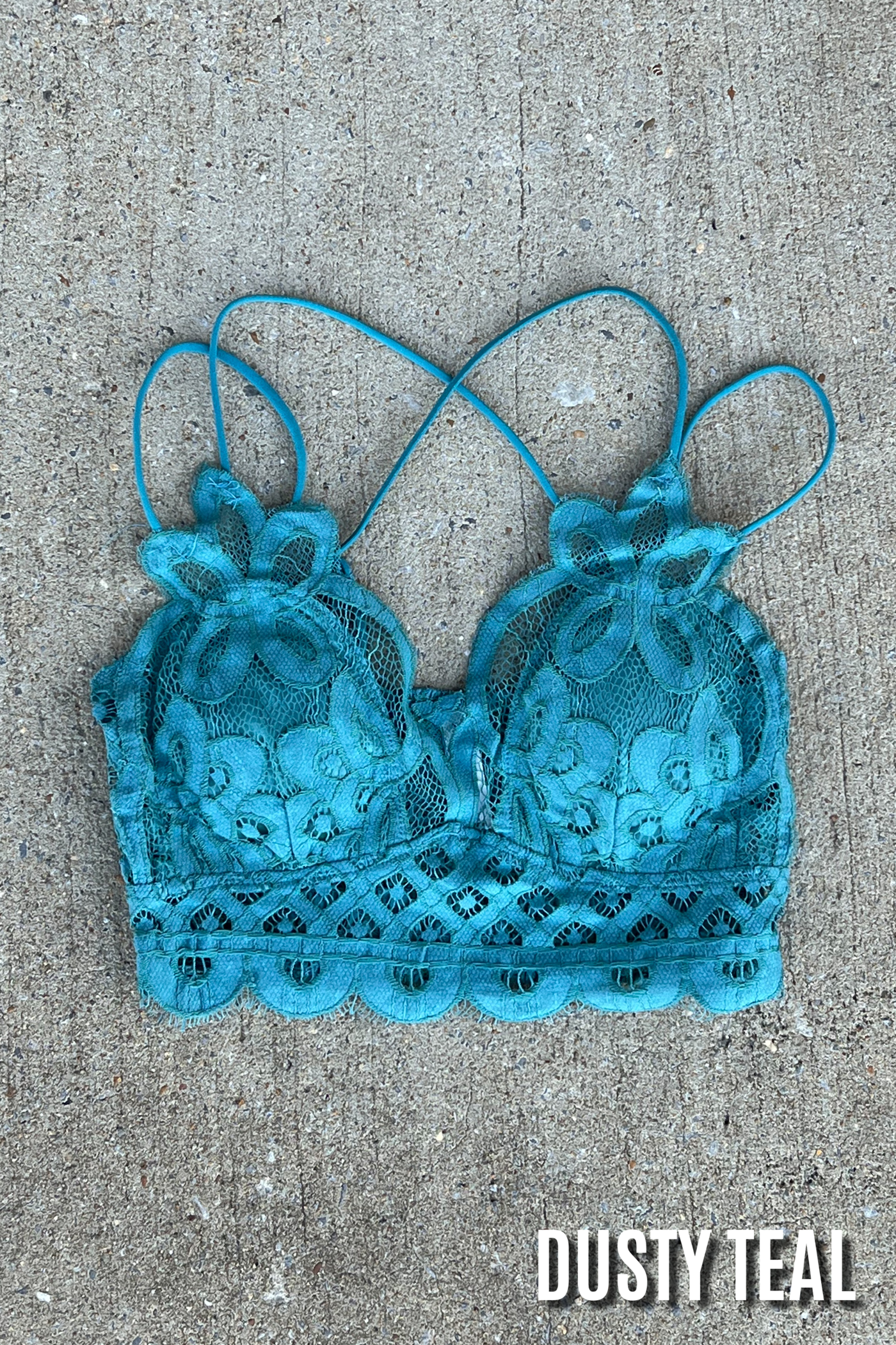 Dusty Teal / S Sweet Muse Scallop Lace Bralette - kitchencabinetmagic