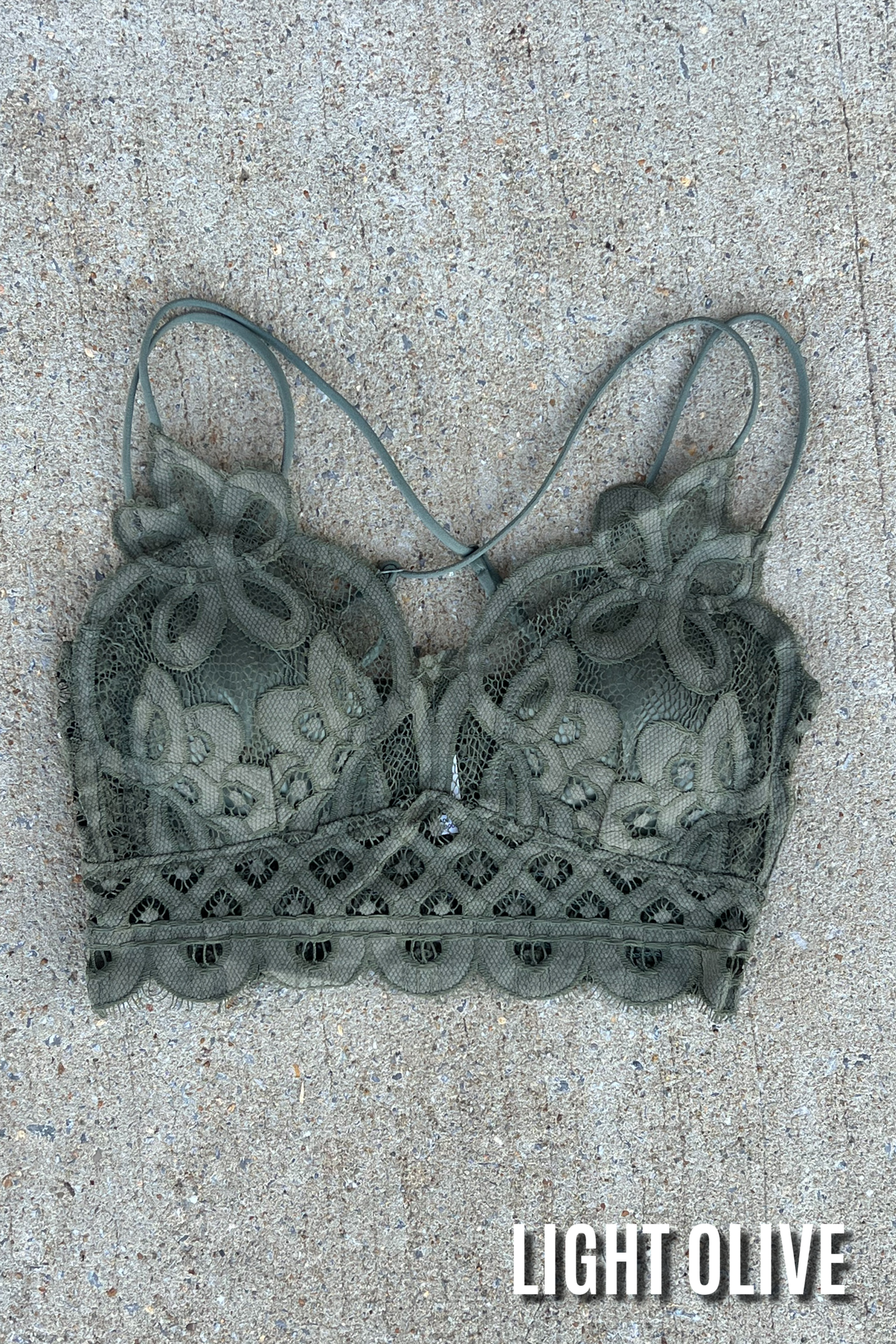 Light Olive / S Sweet Muse Scallop Lace Bralette - kitchencabinetmagic