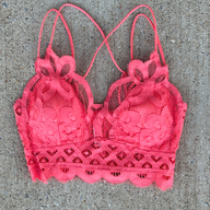 Deep Coral / S Sweet Muse Scallop Lace Bralette - kitchencabinetmagic