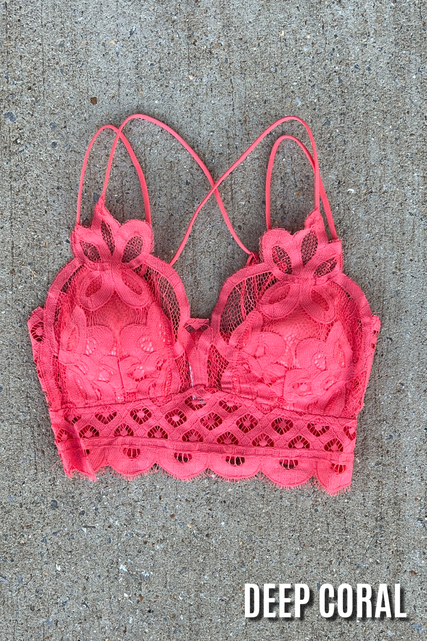 Deep Coral / S Sweet Muse Scallop Lace Bralette - kitchencabinetmagic