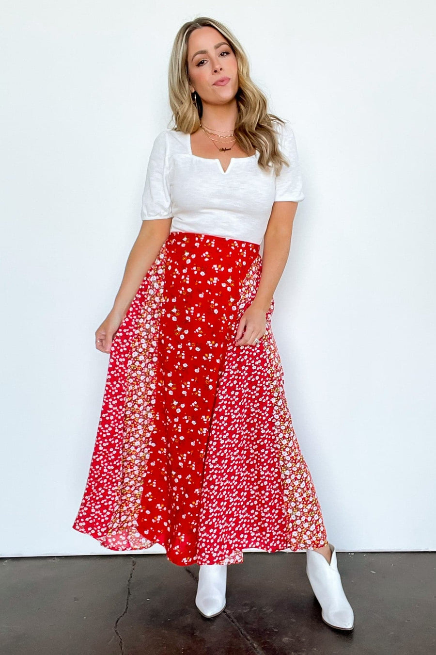 Red / S Blooming Perfection Floral Print Maxi Skirt - BACK IN STOCK - kitchencabinetmagic