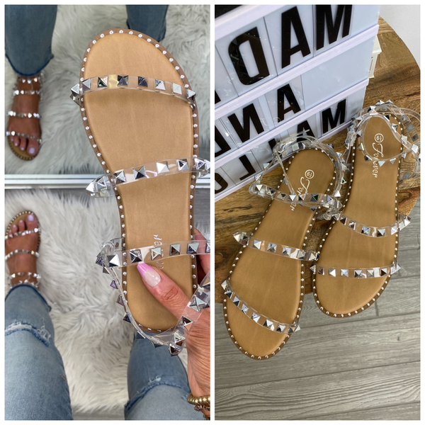  Bold Ambitions Strap Studded Sandals - angrybureaucrat