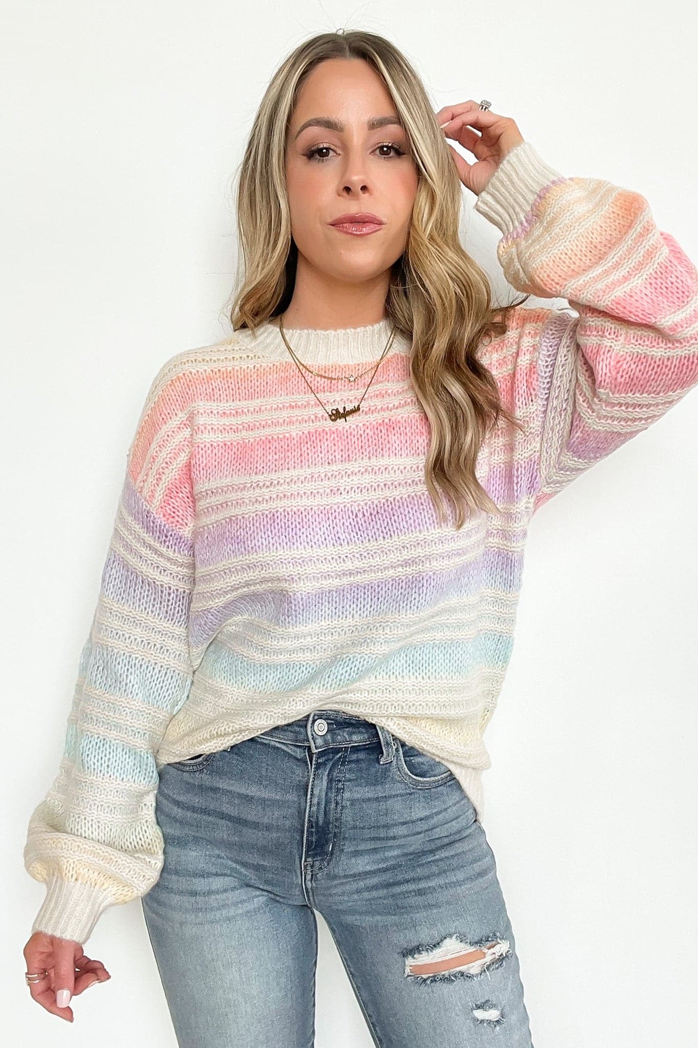  Brighter Day Rainbow Multi Knit Sweater - kitchencabinetmagic