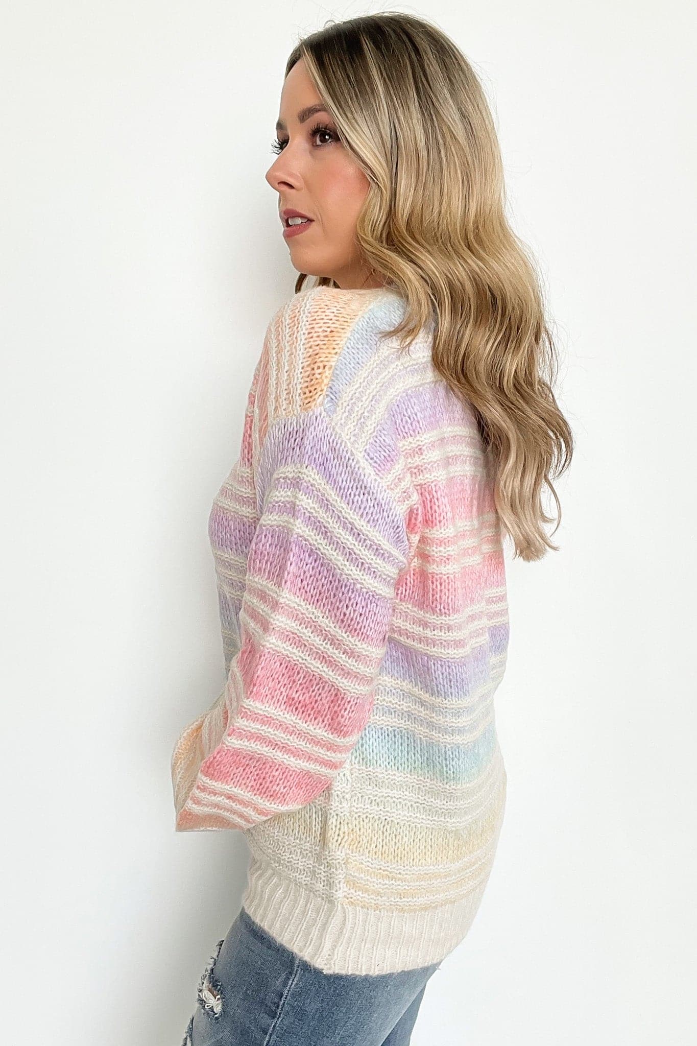  Brighter Day Rainbow Multi Knit Sweater - kitchencabinetmagic