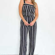  Cambre Striped Tie Back Jumpsuit - FINAL SALE - kitchencabinetmagic