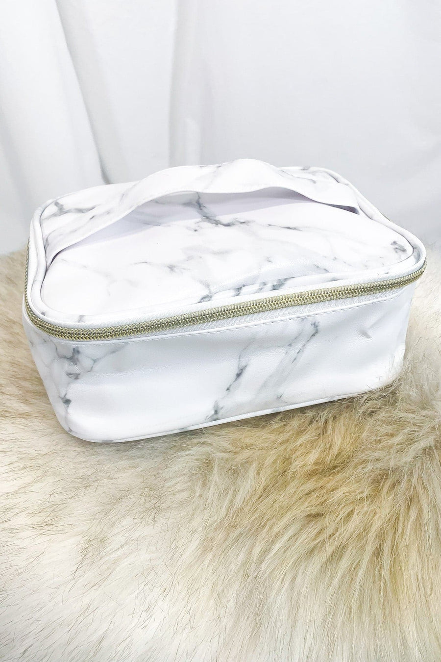  Candi Marble Print Top Handle Makeup Bag - kitchencabinetmagic