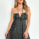  Capture the Spotlight Shimmer Halter Cross Neck Dress - kitchencabinetmagic