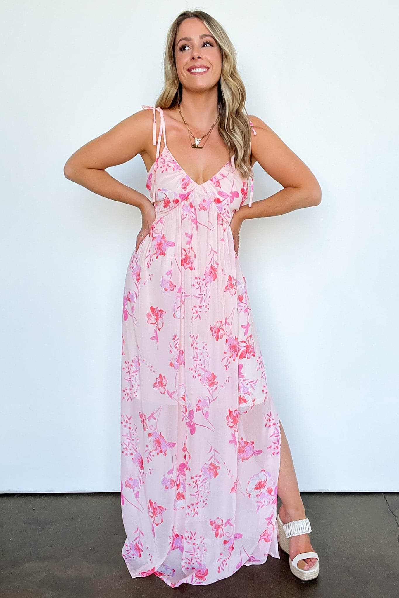 S / Blush Cascading Crush Floral Maxi Dress - BACK IN STOCK - kitchencabinetmagic