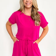 Magenta / S Casual Obsession Drawstring Romper - BACK IN STOCK - kitchencabinetmagic