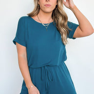 Teal / S Casual Obsession Drawstring Romper - BACK IN STOCK - kitchencabinetmagic