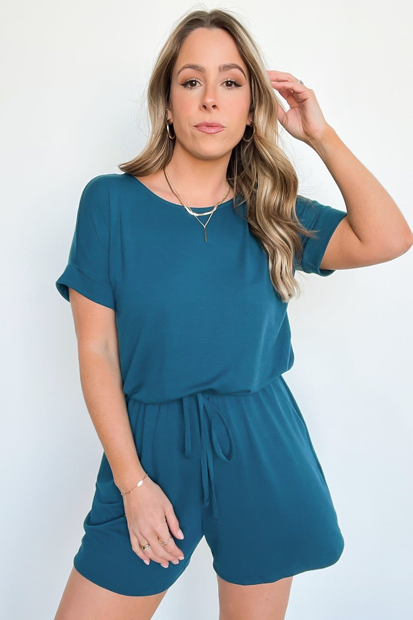 Teal / S Casual Obsession Drawstring Romper - BACK IN STOCK - kitchencabinetmagic