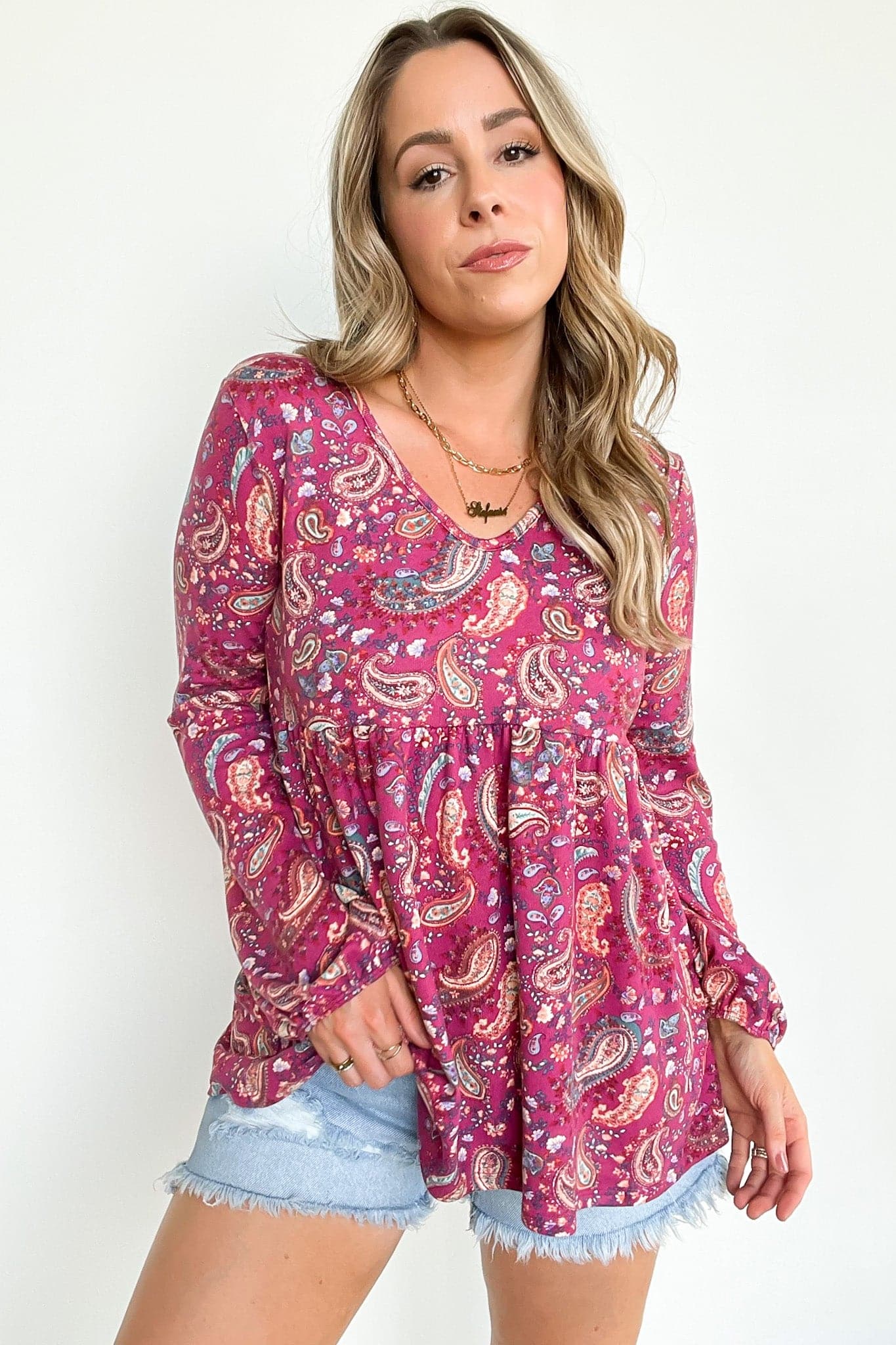  Catherina Paisley Babydoll Tunic Top - kitchencabinetmagic