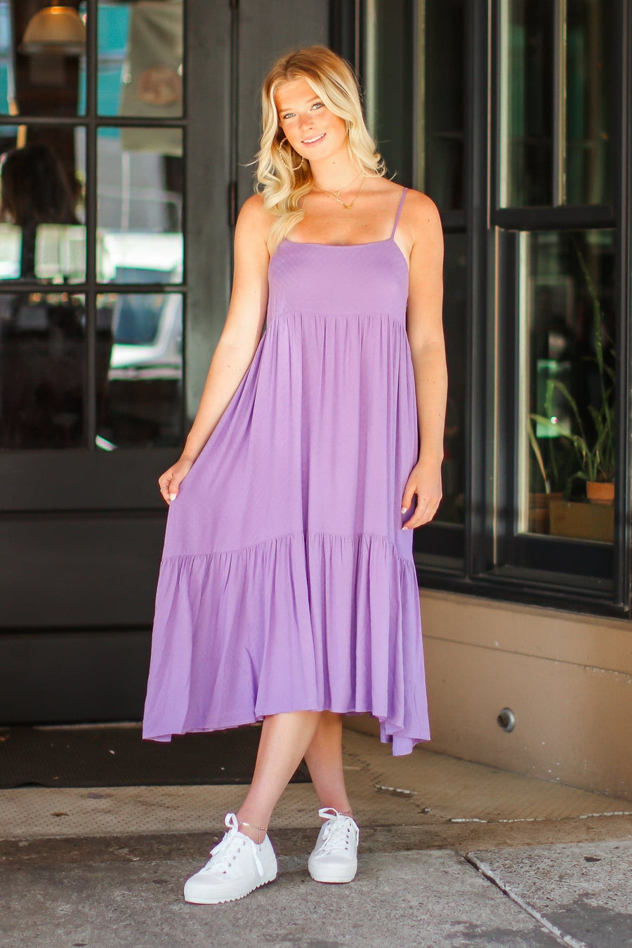 S / Lavender Chic Approach Flowy Tiered Dress - FINAL SALE - kitchencabinetmagic