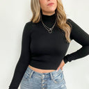  Coffee Errands Ribbed Mock Neck Crop Sweater - FINAL SALE - kitchencabinetmagic