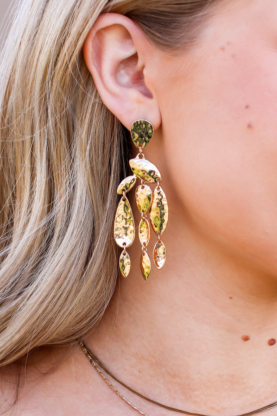 Gold Coronada Fringe Hammered Drop Earrings | PREORDER - kitchencabinetmagic