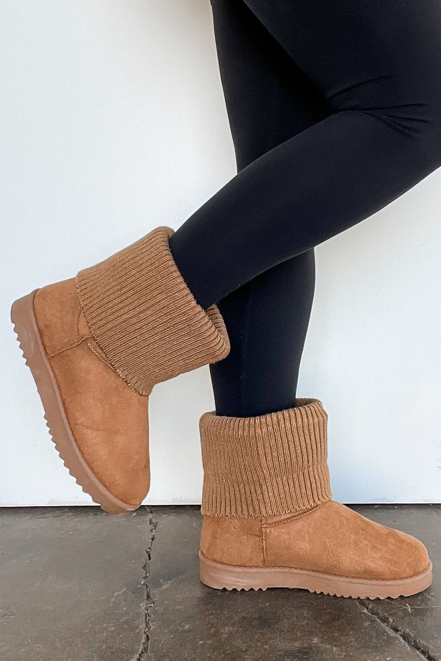  Covered in Cozy Fold Over Knit Suede Boots - kitchencabinetmagic