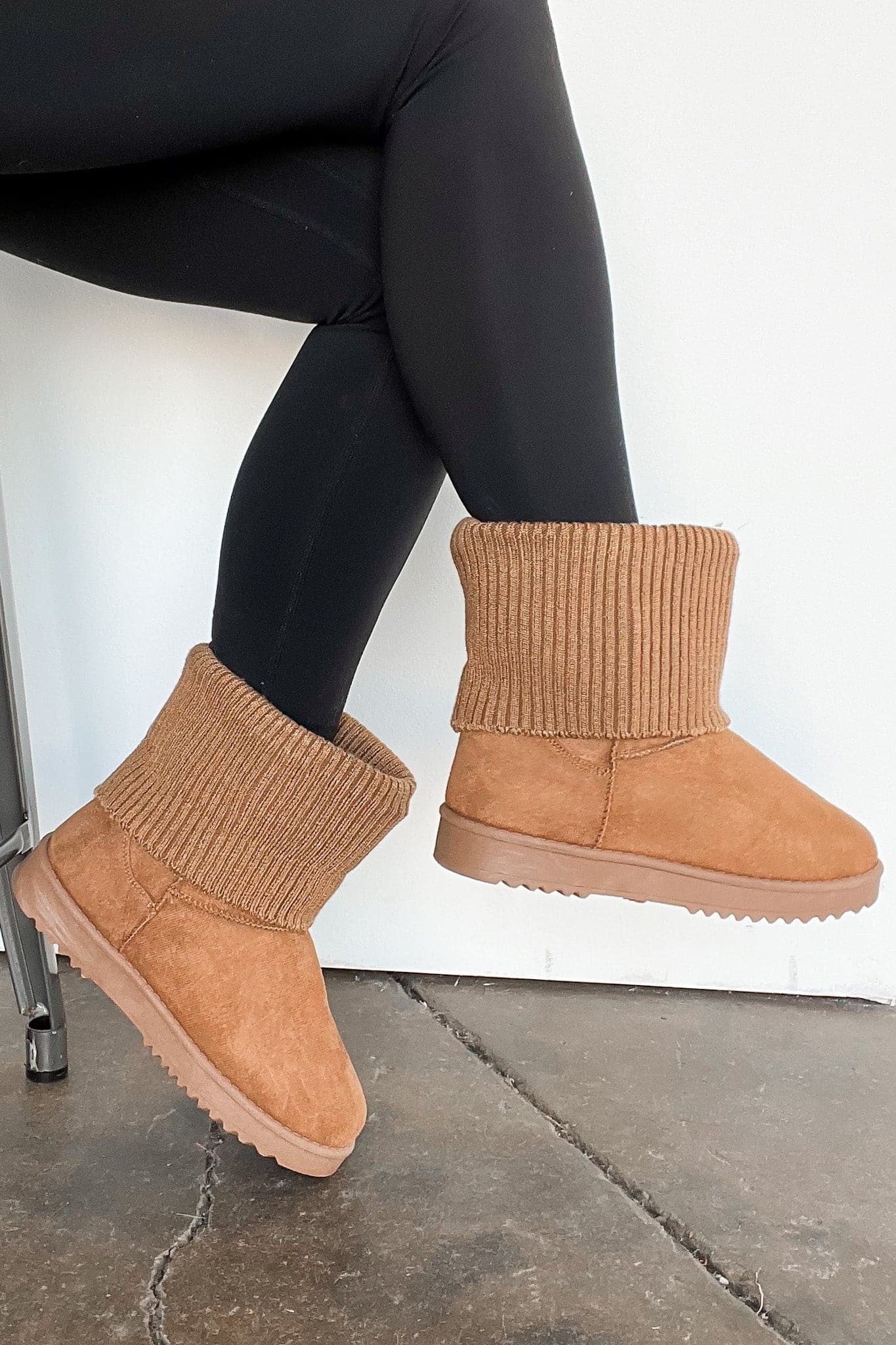  Covered in Cozy Fold Over Knit Suede Boots - FINAL SALE - kitchencabinetmagic