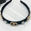 Gold/Clear/Black Crowning Glory Double Circle Pearl Accent Headband - FINAL SALE - kitchencabinetmagic