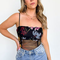  Curated Charm Floral Mesh Bodysuit - BACK IN STOCK - kitchencabinetmagic