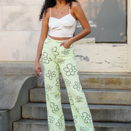  Daisy Days Graphic Printed Wide Leg Pants - FINAL SALE - kitchencabinetmagic