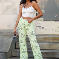  Daisy Days Graphic Printed Wide Leg Pants - FINAL SALE - kitchencabinetmagic