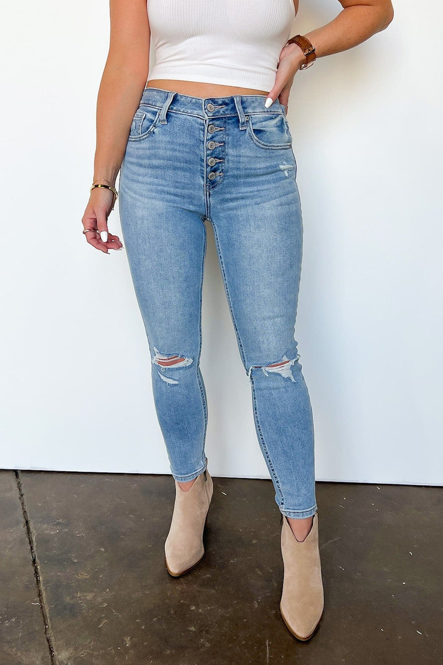  Dalarie High Rise Distressed Skinny Jeans - BACK IN STOCK - kitchencabinetmagic