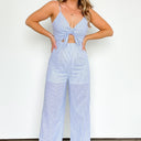  Darling Day Striped Cutout Tie Front Jumpsuit - kitchencabinetmagic