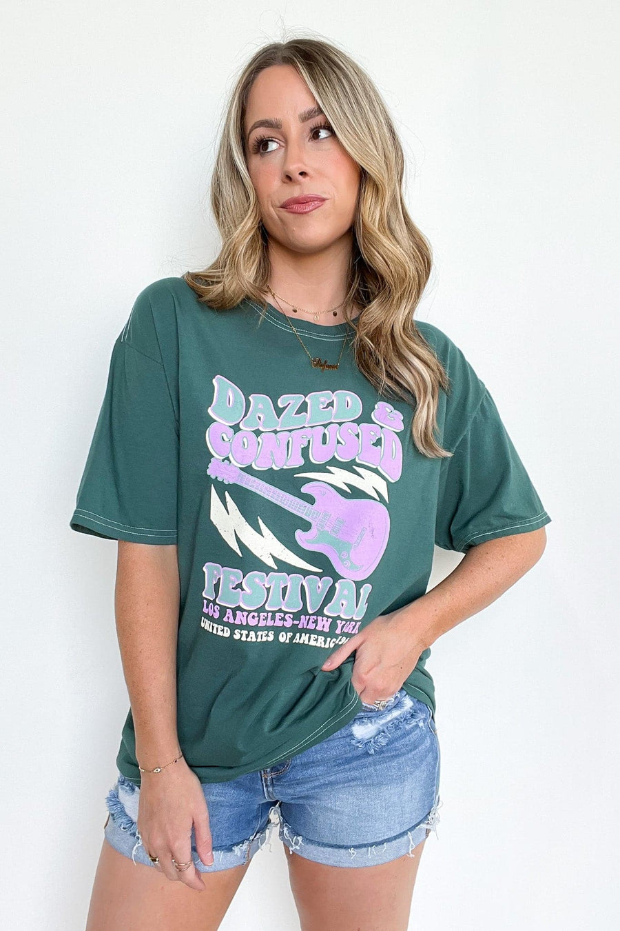 SM / Forest Green Dazed & Confused Festival Oversized Vintage Graphic Tee - BACK IN STOCK - kitchencabinetmagic