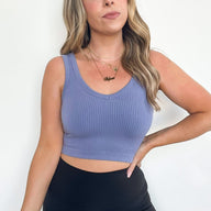  Deema Ribbed Seamless Cropped Tank Bra Top - BACK IN STOCK - kitchencabinetmagic