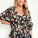  Deliah Floral Swiss Dot Babydoll Top | CURVE - kitchencabinetmagic