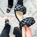 Black / 5.5 Destini Braided Strap Sandal Heels - kitchencabinetmagic