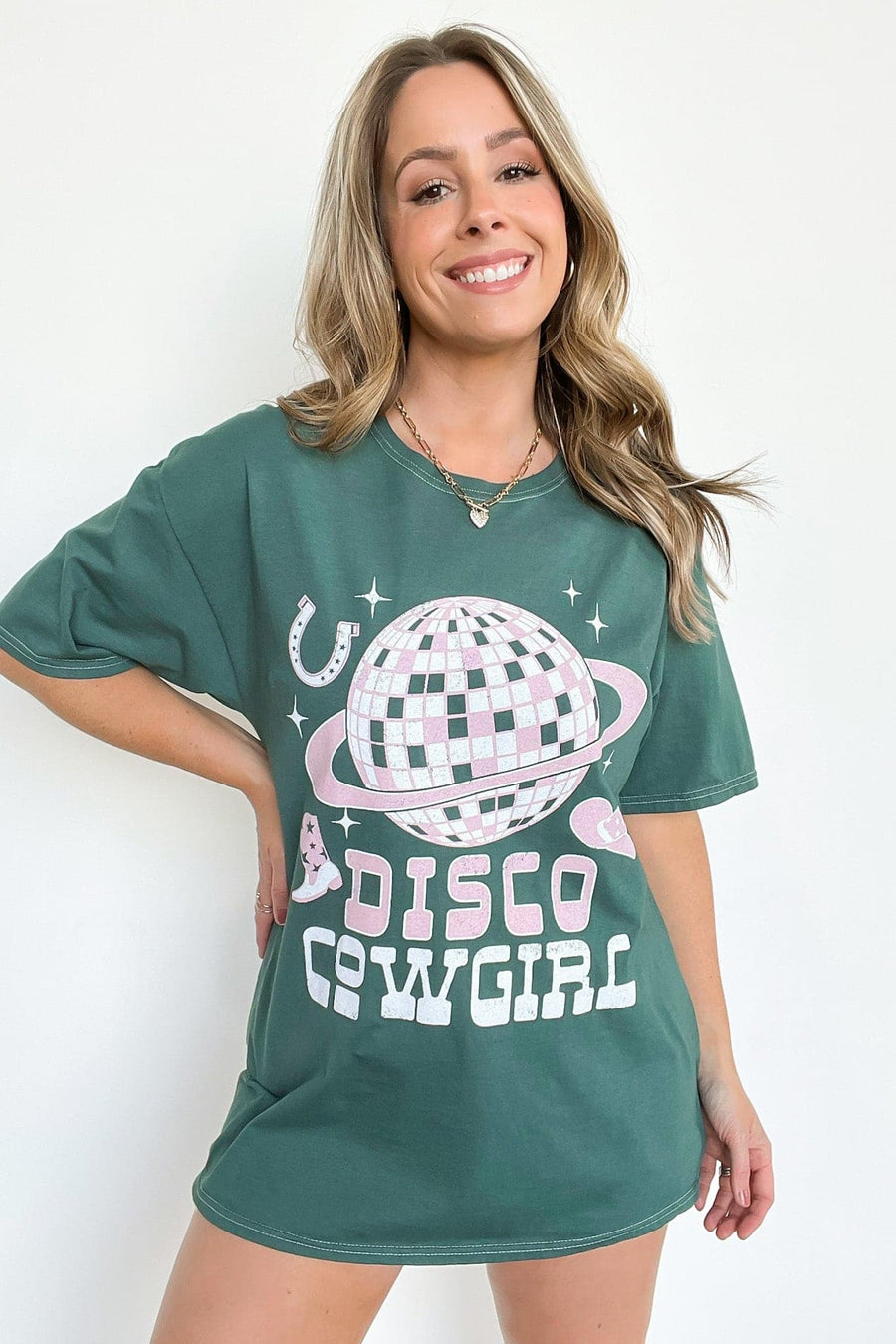 SM / Forest Disco Cowgirl Oversized Graphic Tee - kitchencabinetmagic