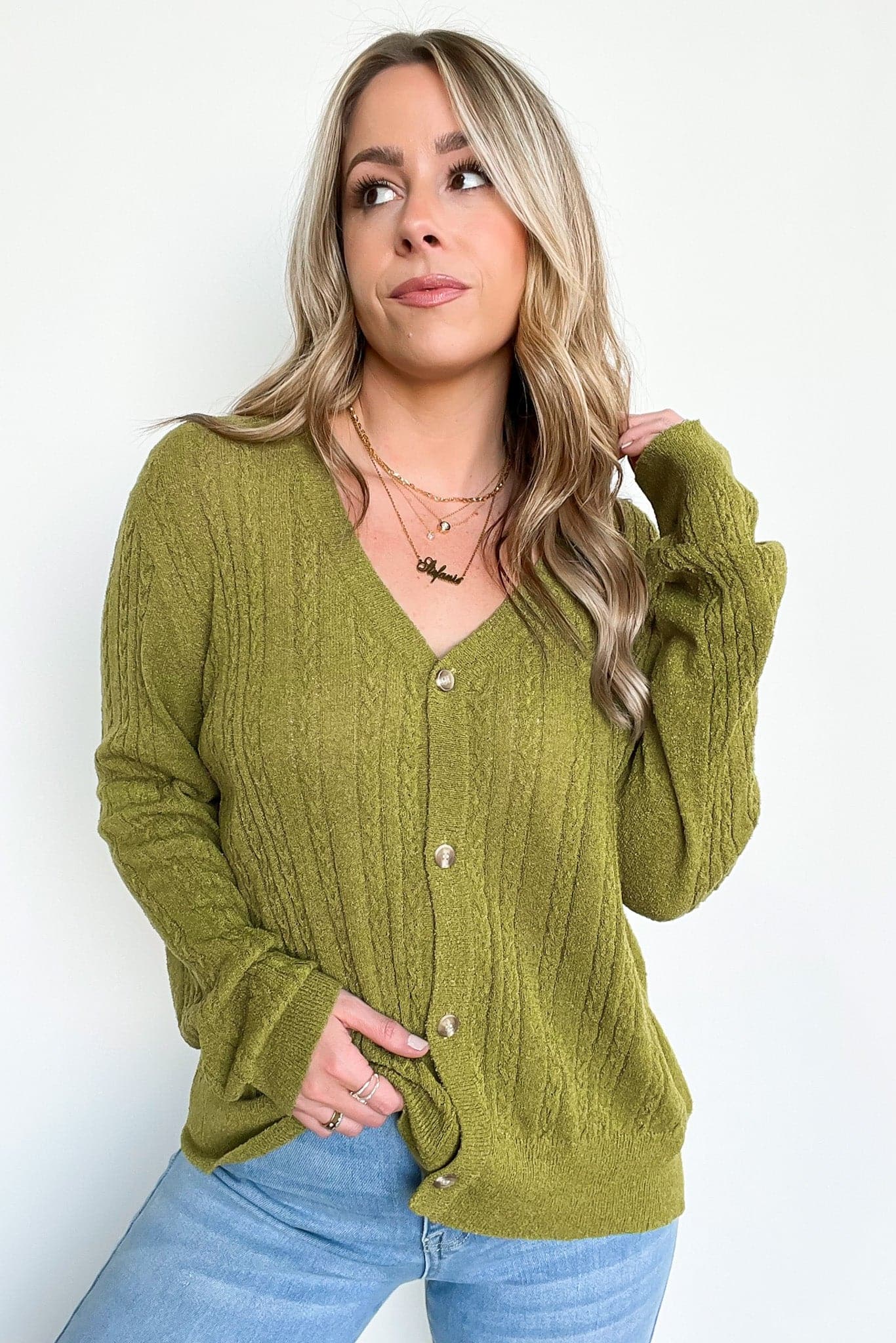  Dona Cable Knit Button Down Cardigan - FINAL SALE - kitchencabinetmagic