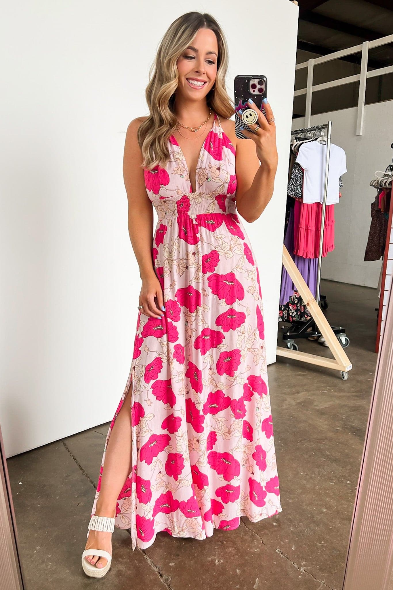 Pink / S Endearing Melody Floral Maxi Dress - BACK IN STOCK + NEW COLOR - kitchencabinetmagic