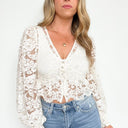  Endless Refinement Button Front Lace Cropped Top - kitchencabinetmagic