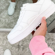 White / 5 Everyday Winner Platform Lace Up Sneakers - BACK IN STOCK - kitchencabinetmagic