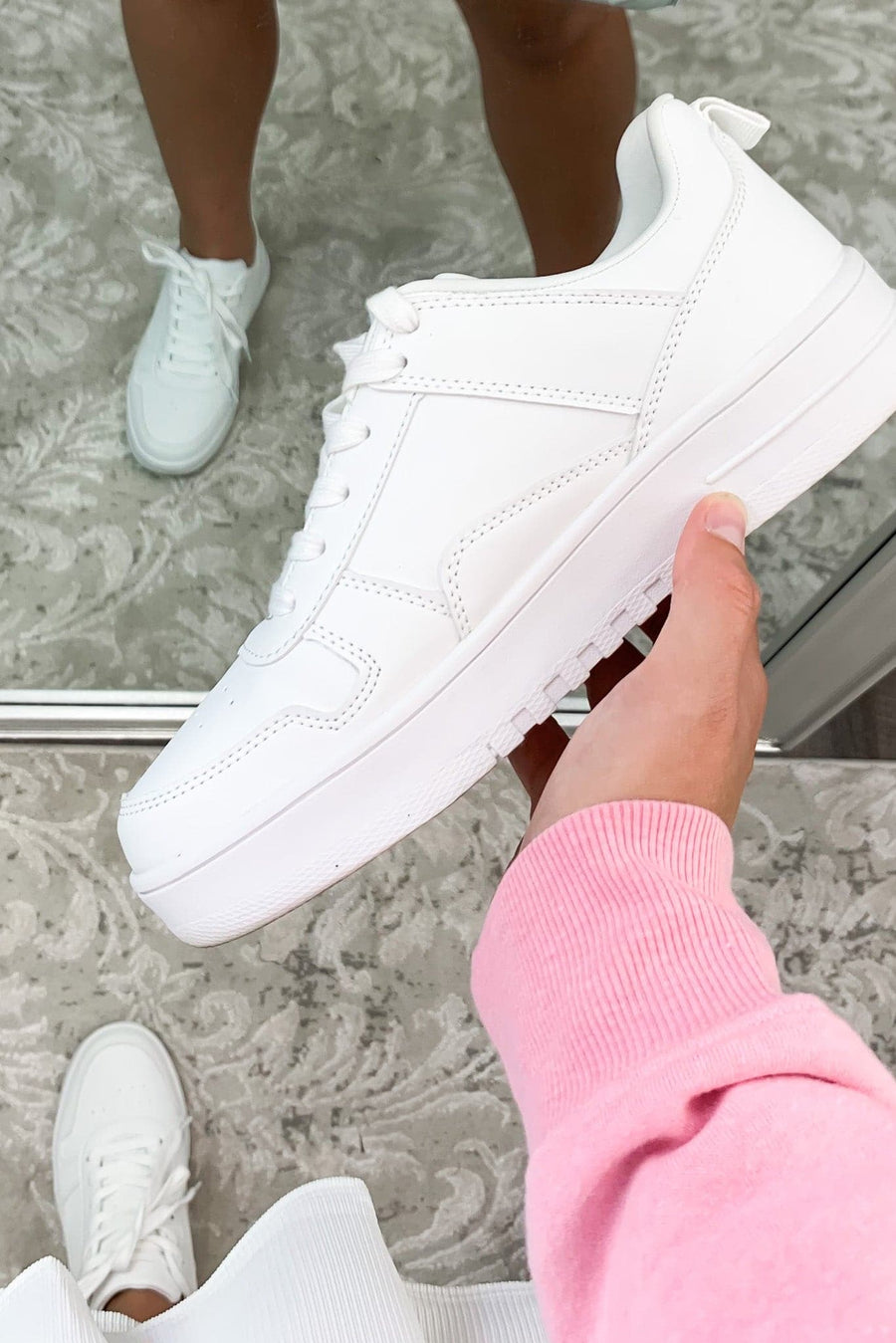 White / 5 Everyday Winner Platform Lace Up Sneakers - BACK IN STOCK - kitchencabinetmagic